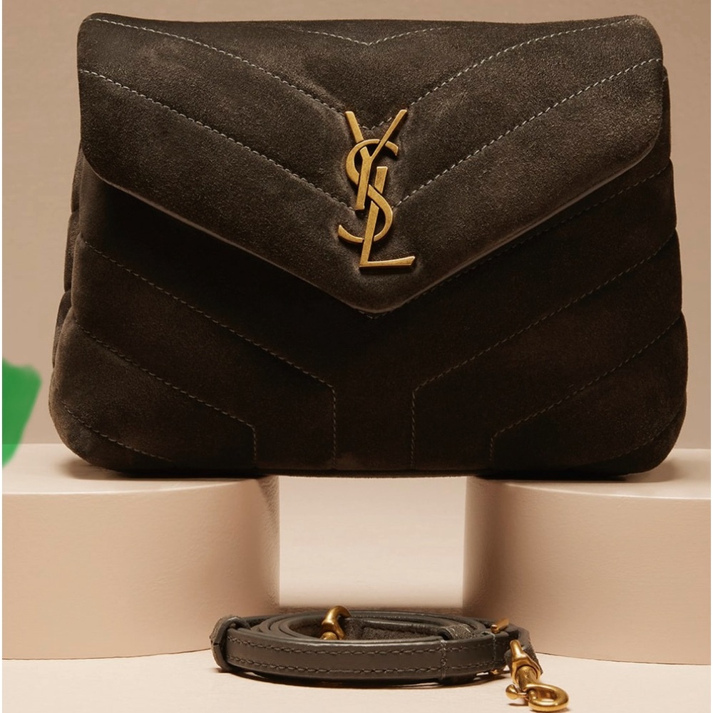 SANT LAURENT Loulou ToyYSL Crossbody Nag in Quilted Suede. NEW WITH TAGS